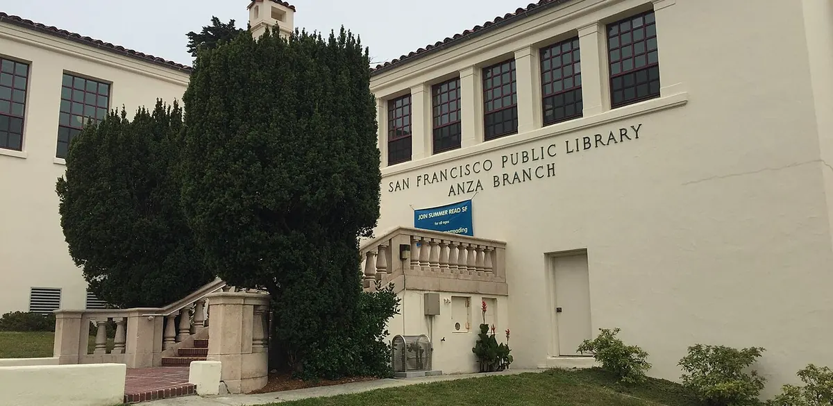 Exterior of Anza Branch Library in San Francisco.