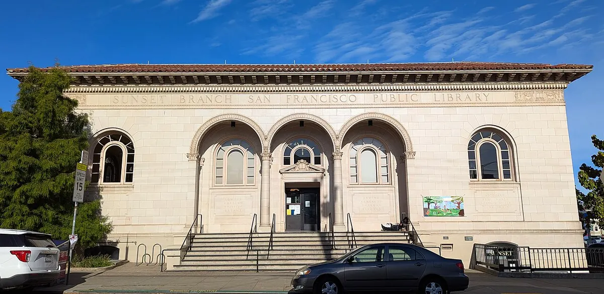 Exterior of Sunset Branch Library in San Francisco.